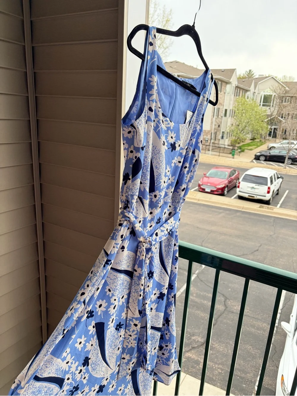 🆕🦋Lauren Ralph Lauren Blue Floral Midi Dress Belted Fit & Flare Summer Size 6 - Picture 6 of 17